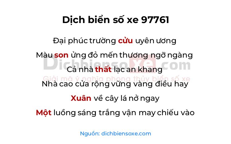 Dịch thơ biển số 97761