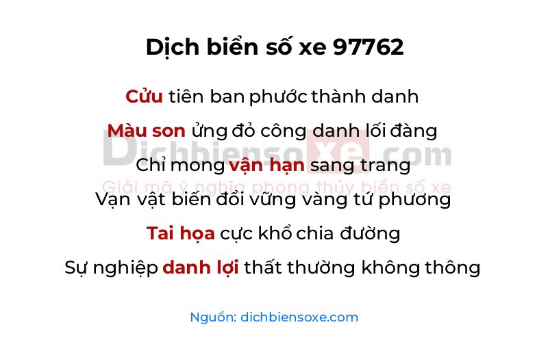 Dịch thơ biển số 97762