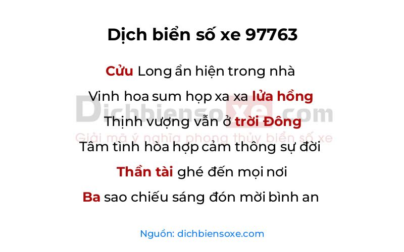 Dịch thơ biển số 97763