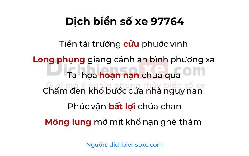 Dịch thơ biển số 97764