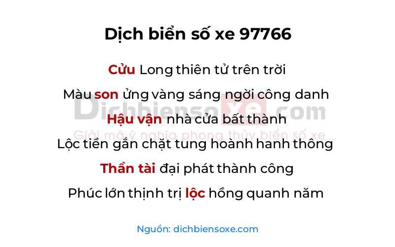 Dịch thơ biển số 97766