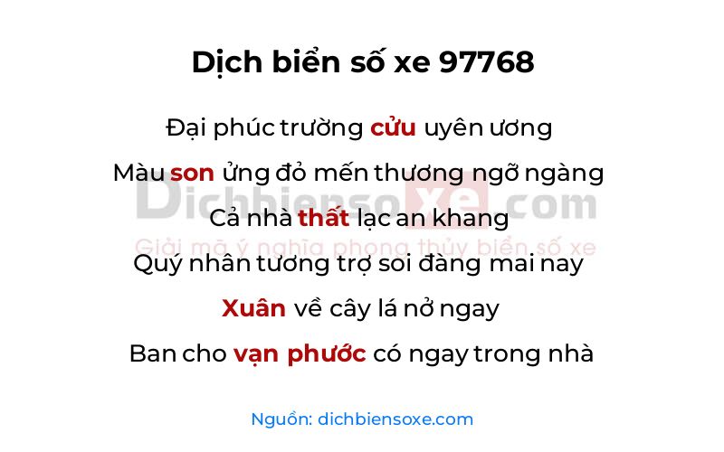 Dịch thơ biển số 97768