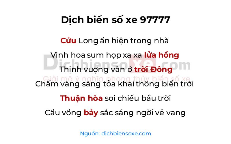Dịch thơ biển số 97777