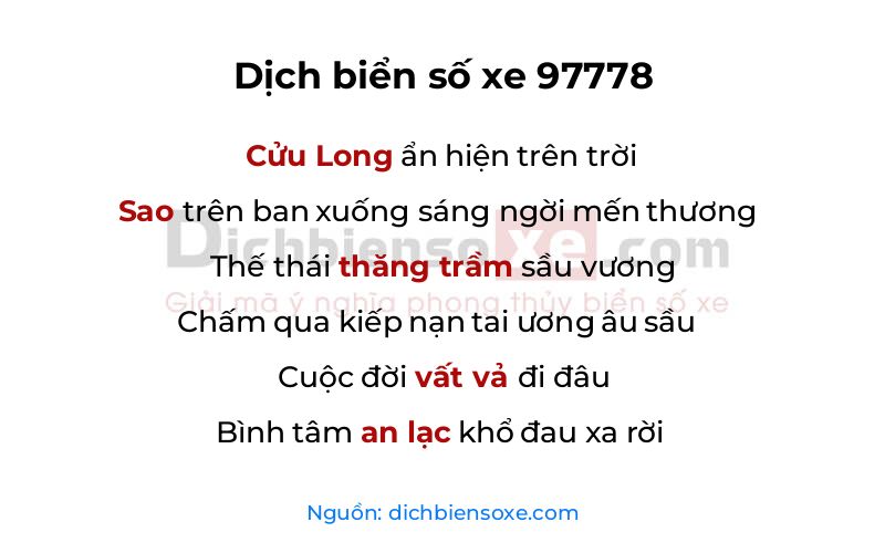 Dịch thơ biển số 97778