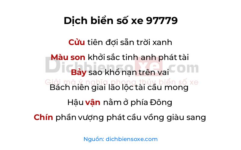 Dịch thơ biển số 97779