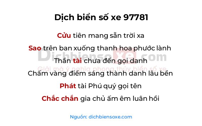 Dịch thơ biển số 97781