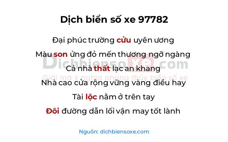 Dịch thơ biển số 97782