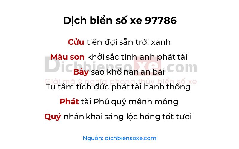 Dịch thơ biển số 97786