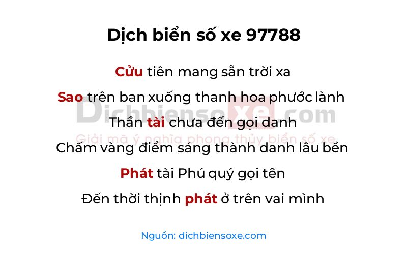 Dịch thơ biển số 97788