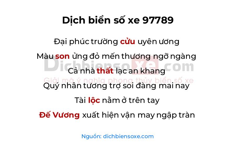 Dịch thơ biển số 97789