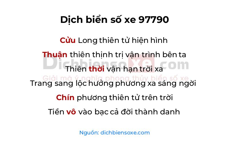 Dịch thơ biển số 97790