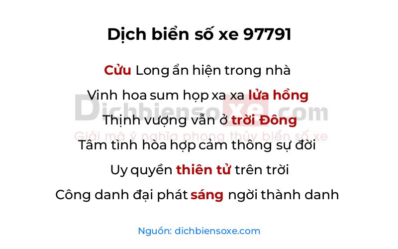Dịch thơ biển số 97791