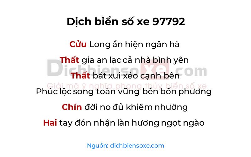 Dịch thơ biển số 97792