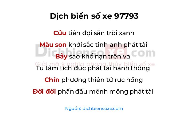 Dịch thơ biển số 97793