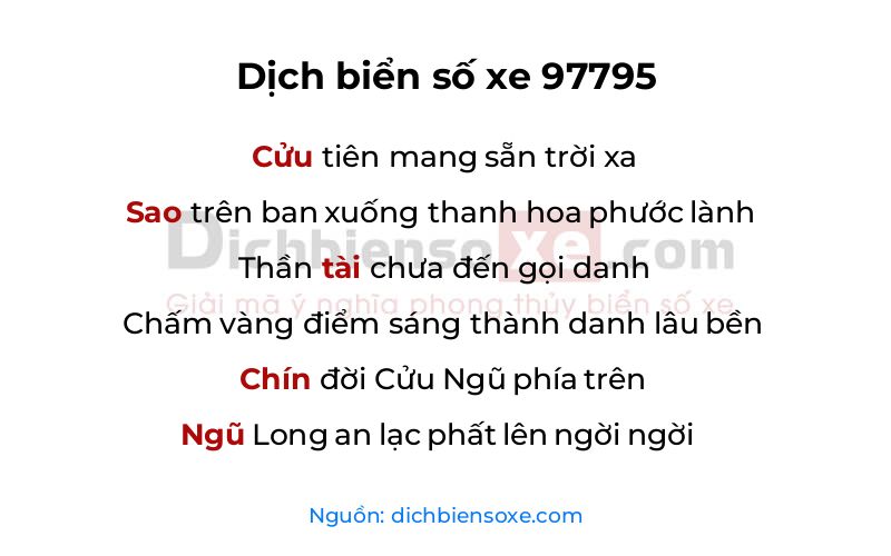Dịch thơ biển số 97795