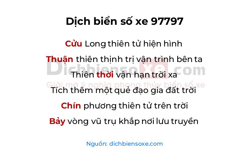 Dịch thơ biển số 97797