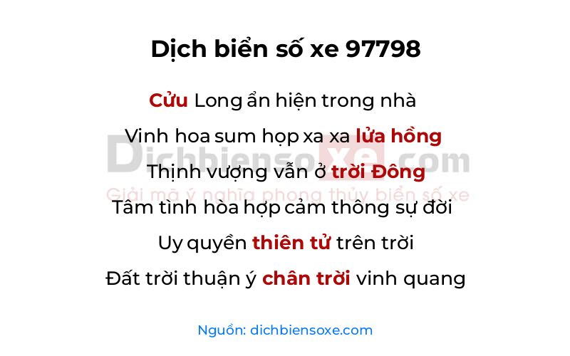 Dịch thơ biển số 97798