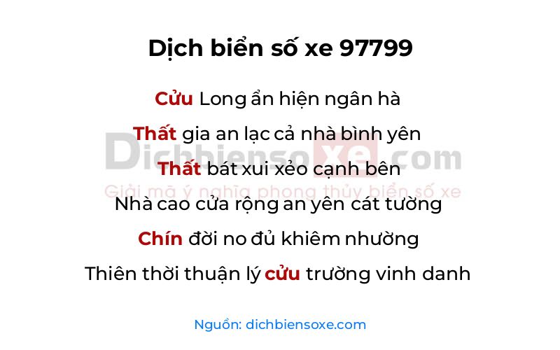 Dịch thơ biển số 97799