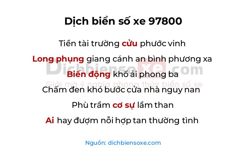 Dịch thơ biển số 97800