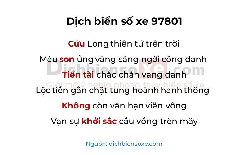 Dịch thơ biển số 97801