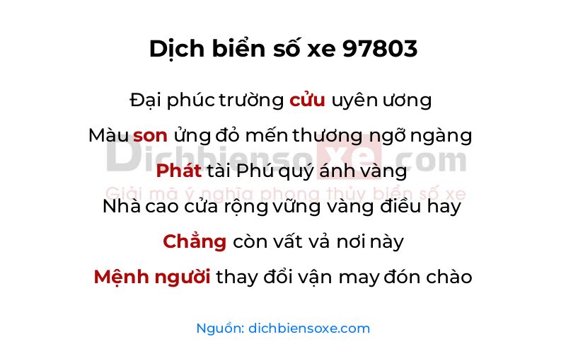 Dịch thơ biển số 97803