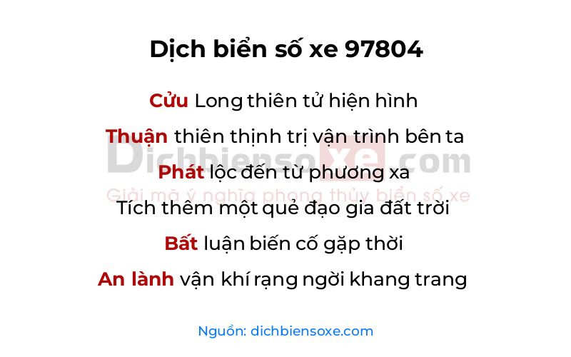 Dịch thơ biển số 97804