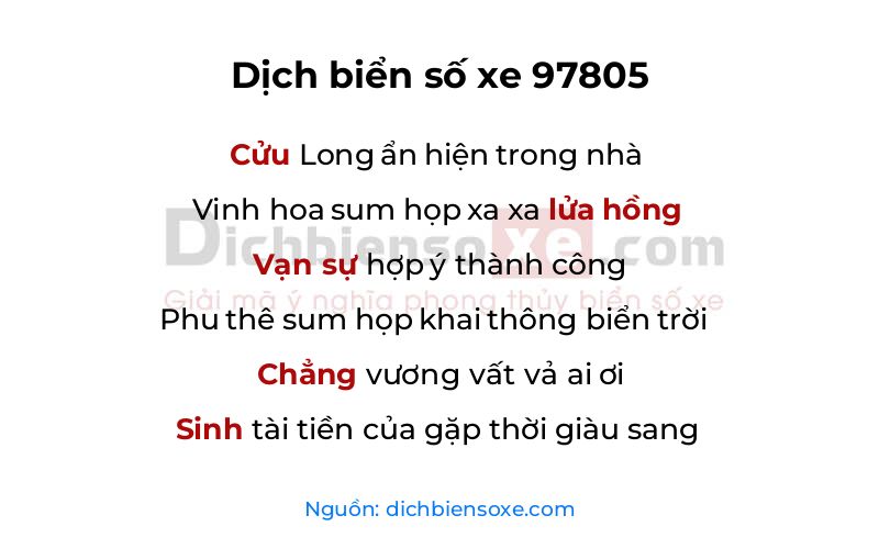 Dịch thơ biển số 97805