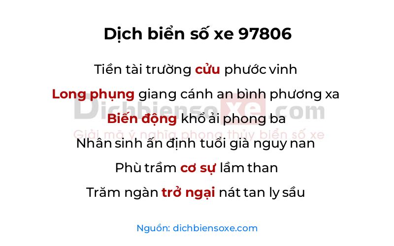 Dịch thơ biển số 97806