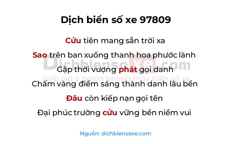 Dịch thơ biển số 97809