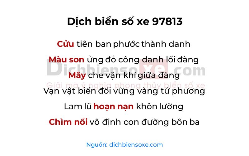 Dịch thơ biển số 97813