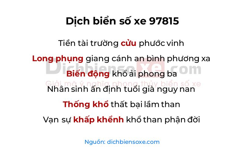 Dịch thơ biển số 97815