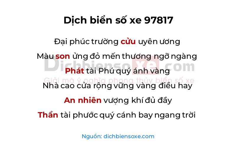 Dịch thơ biển số 97817