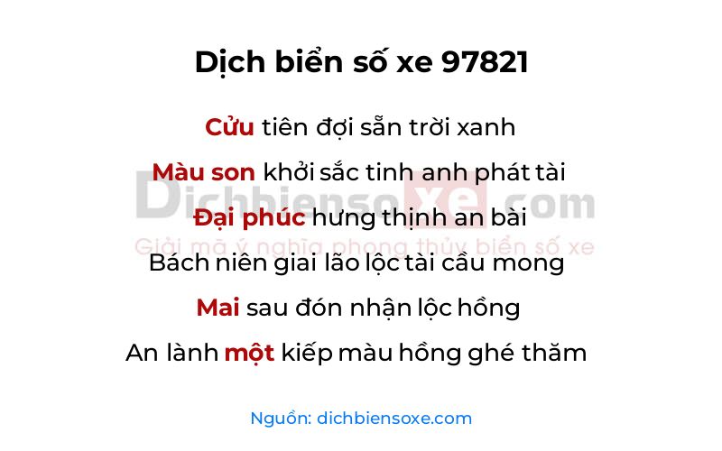 Dịch thơ biển số 97821
