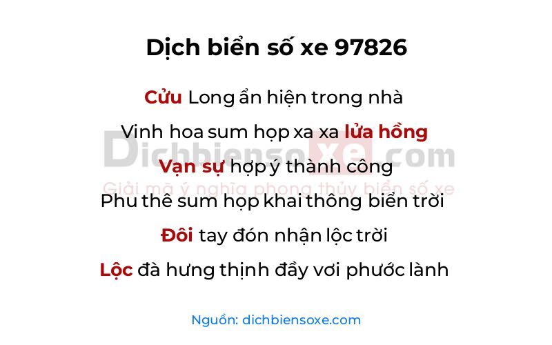 Dịch thơ biển số 97826