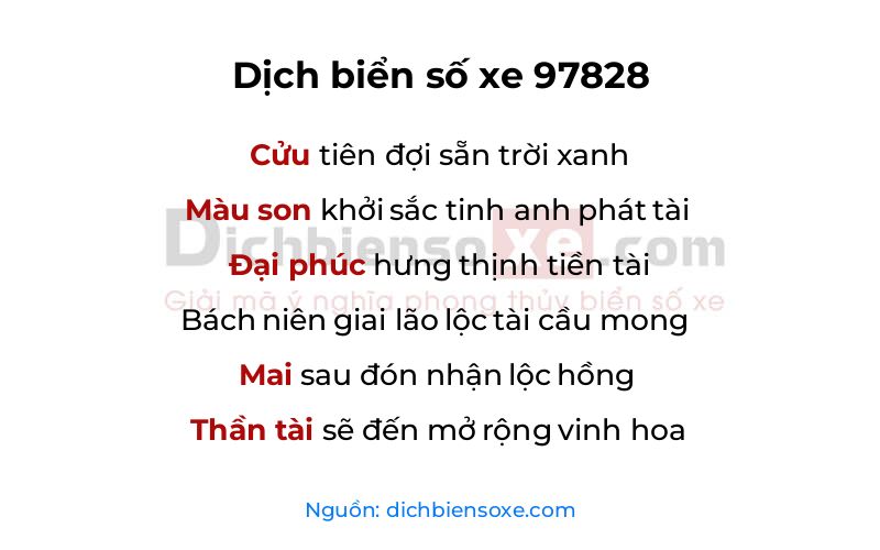 Dịch thơ biển số 97828