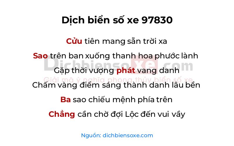 Dịch thơ biển số 97830