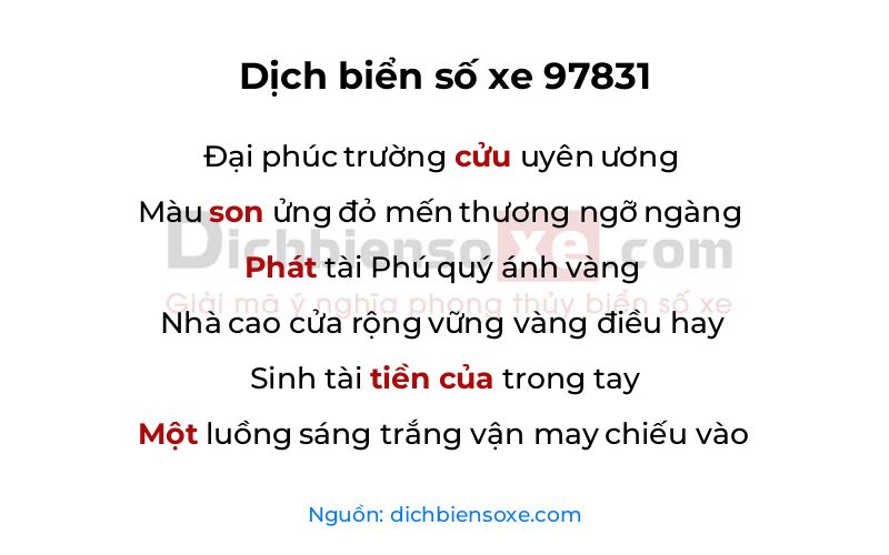 Dịch thơ biển số 97831
