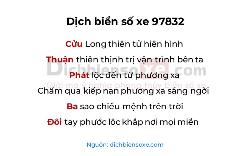 Dịch thơ biển số 97832
