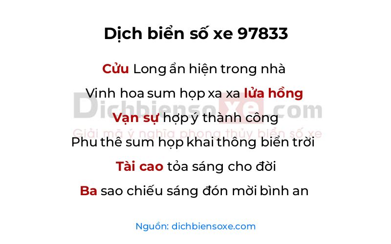 Dịch thơ biển số 97833