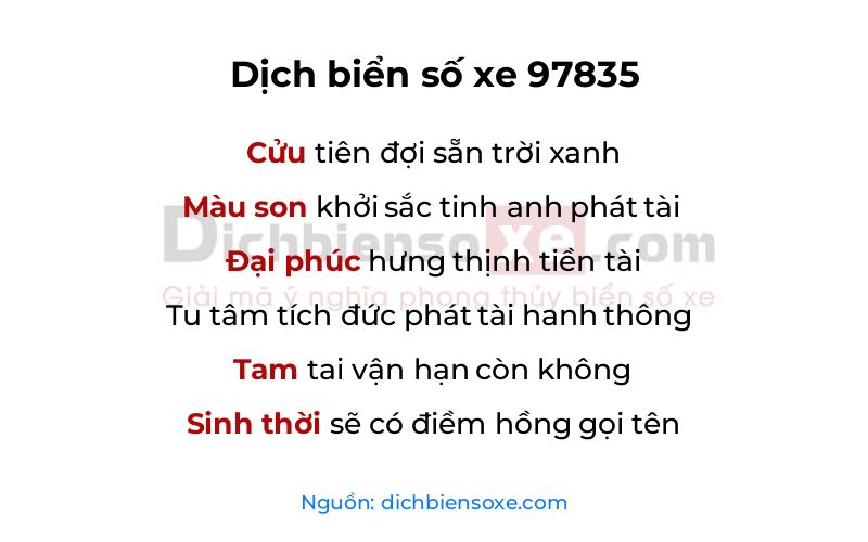 Dịch thơ biển số 97835