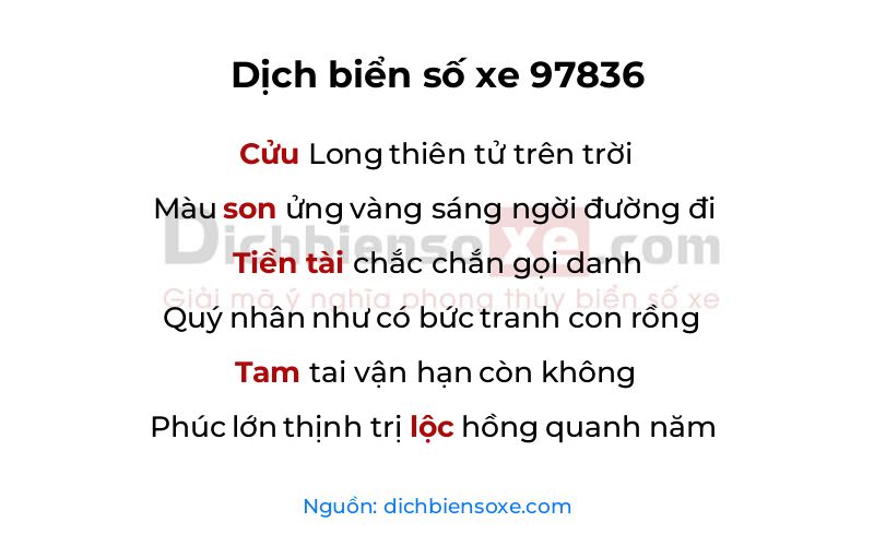 Dịch thơ biển số 97836