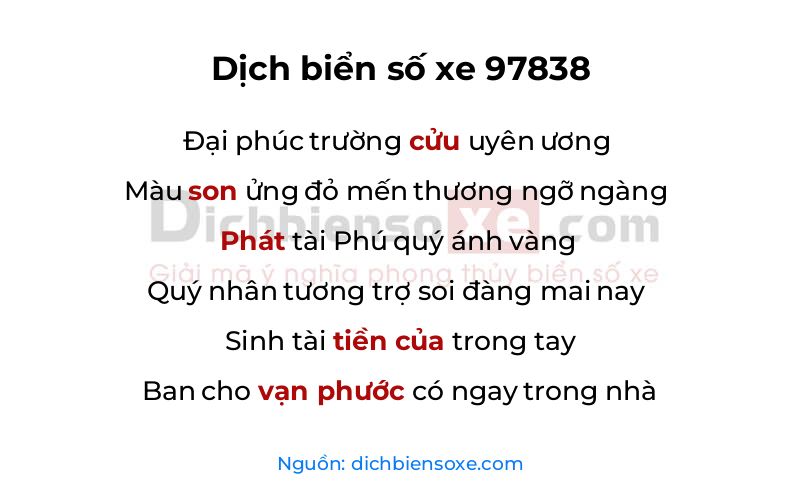 Dịch thơ biển số 97838
