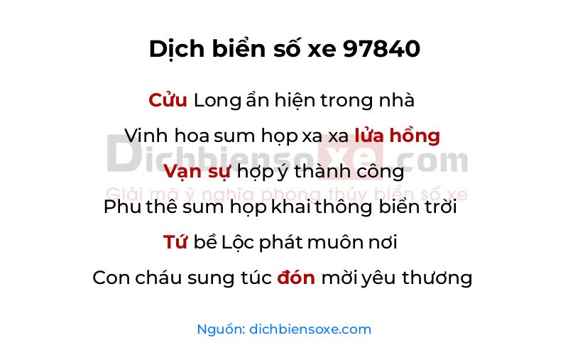 Dịch thơ biển số 97840