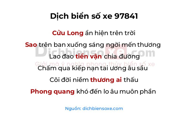 Dịch thơ biển số 97841