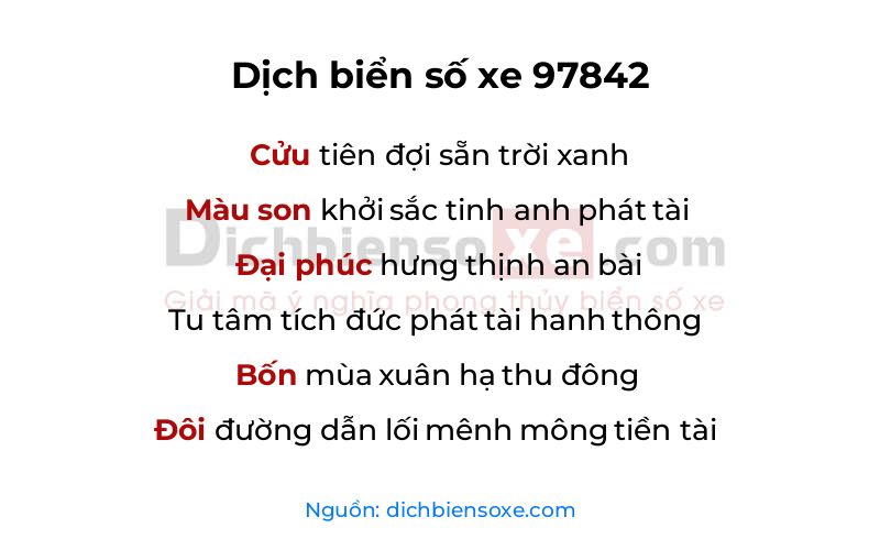 Dịch thơ biển số 97842