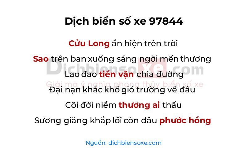 Dịch thơ biển số 97844