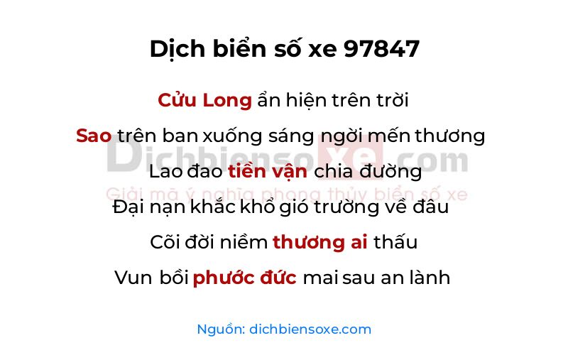Dịch thơ biển số 97847