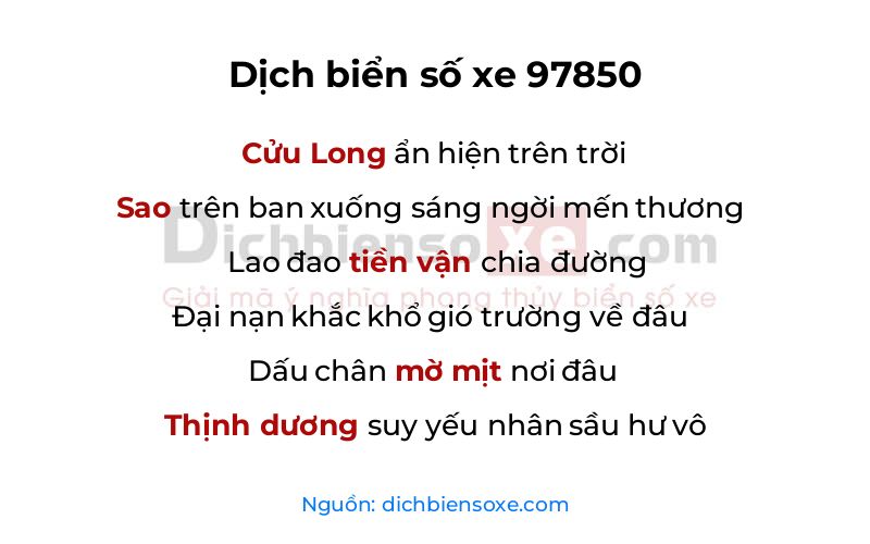 Dịch thơ biển số 97850
