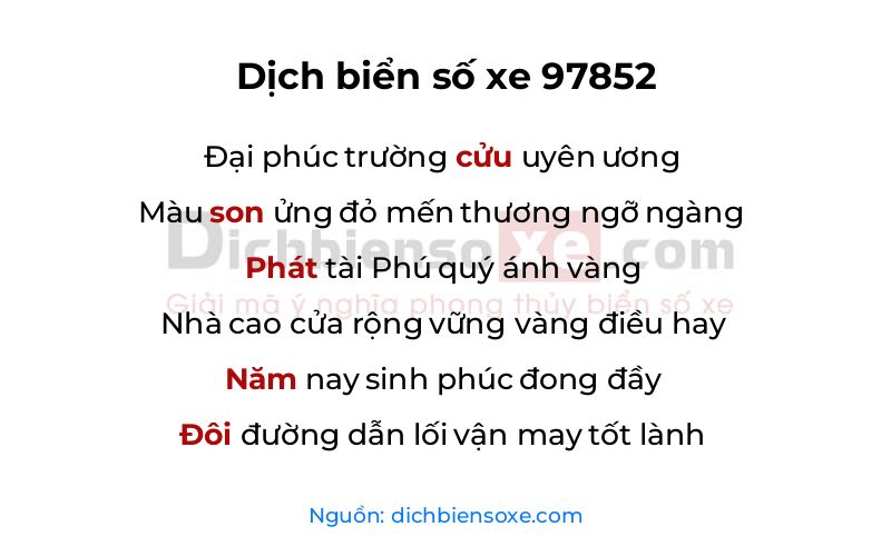 Dịch thơ biển số 97852