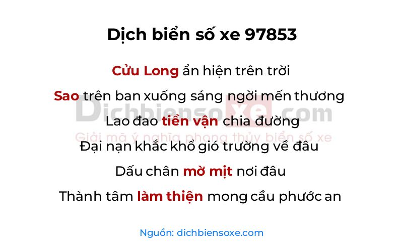 Dịch thơ biển số 97853